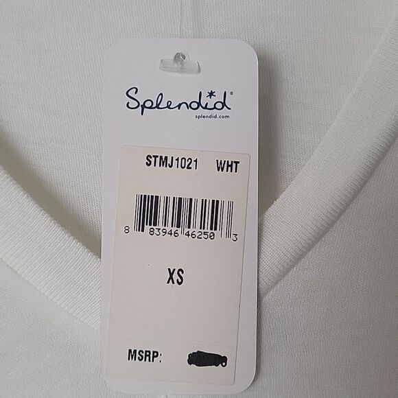NWT Splendid XS Jersey V Neck T-Shirt Top White Supima Modal Cotton Minimalist - Picture 4 of 10
